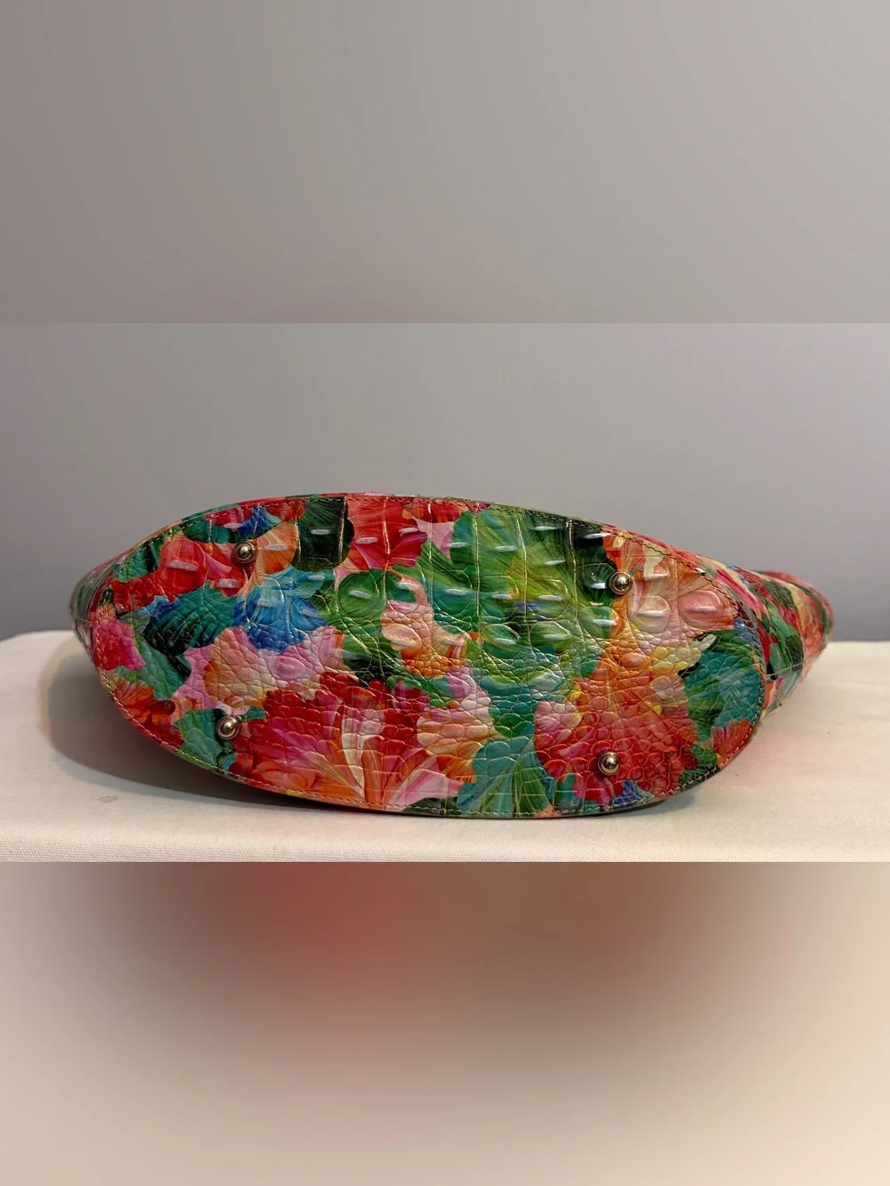 Brahmin Mira Taffy Melbourne Tote Bag Floral Leather Dust Bag NWT